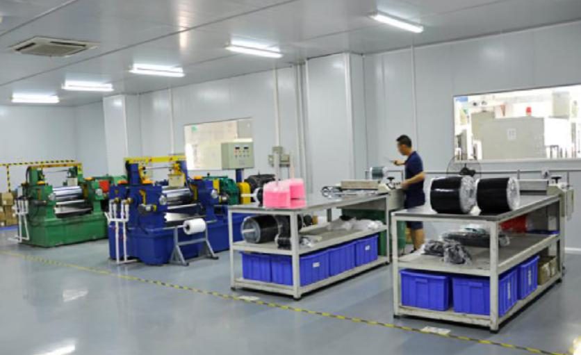 Material mixing room with silicone compound mixing machines at Jewelives