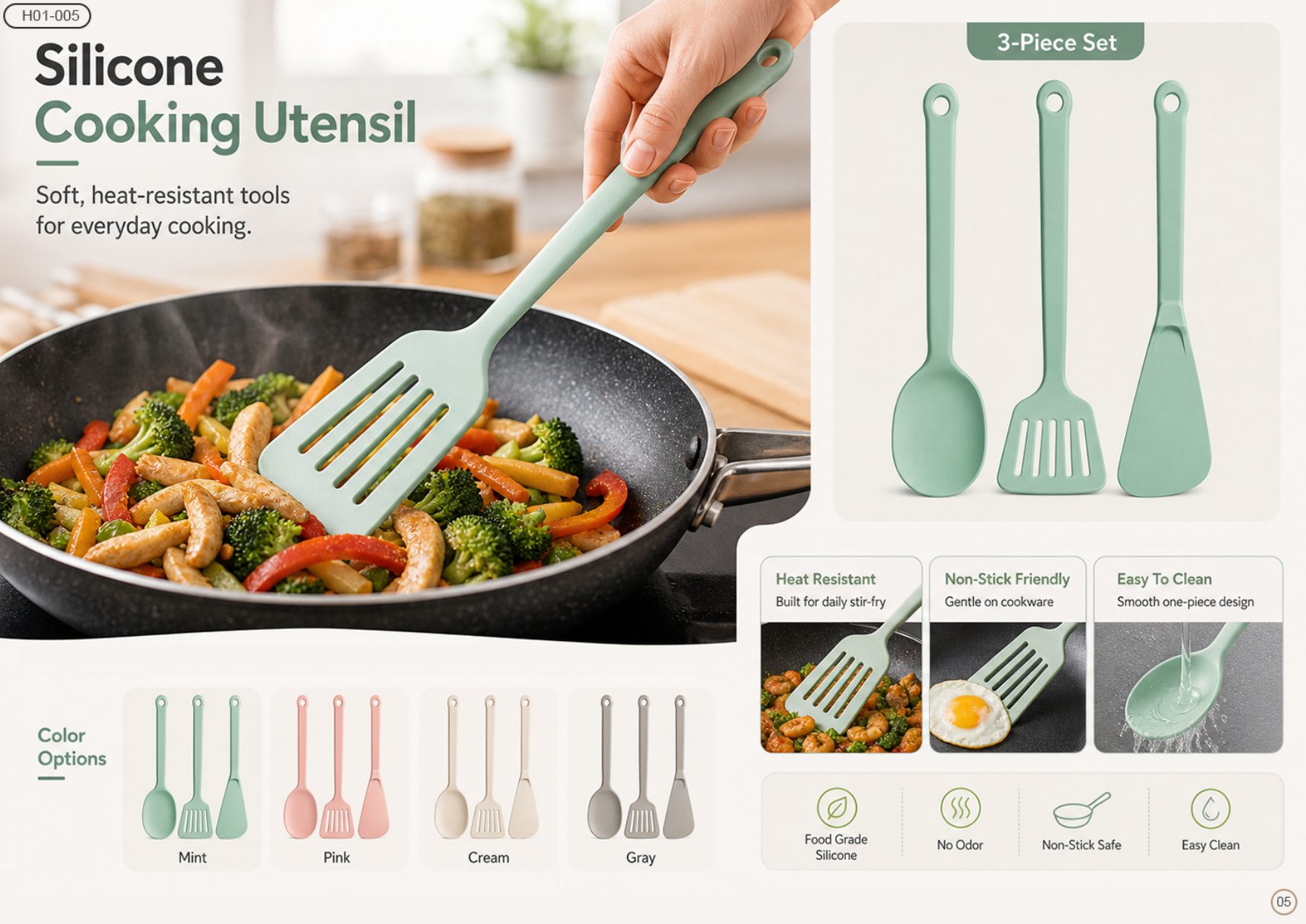 Silicone Cooking Utensil (3-Piece Set)