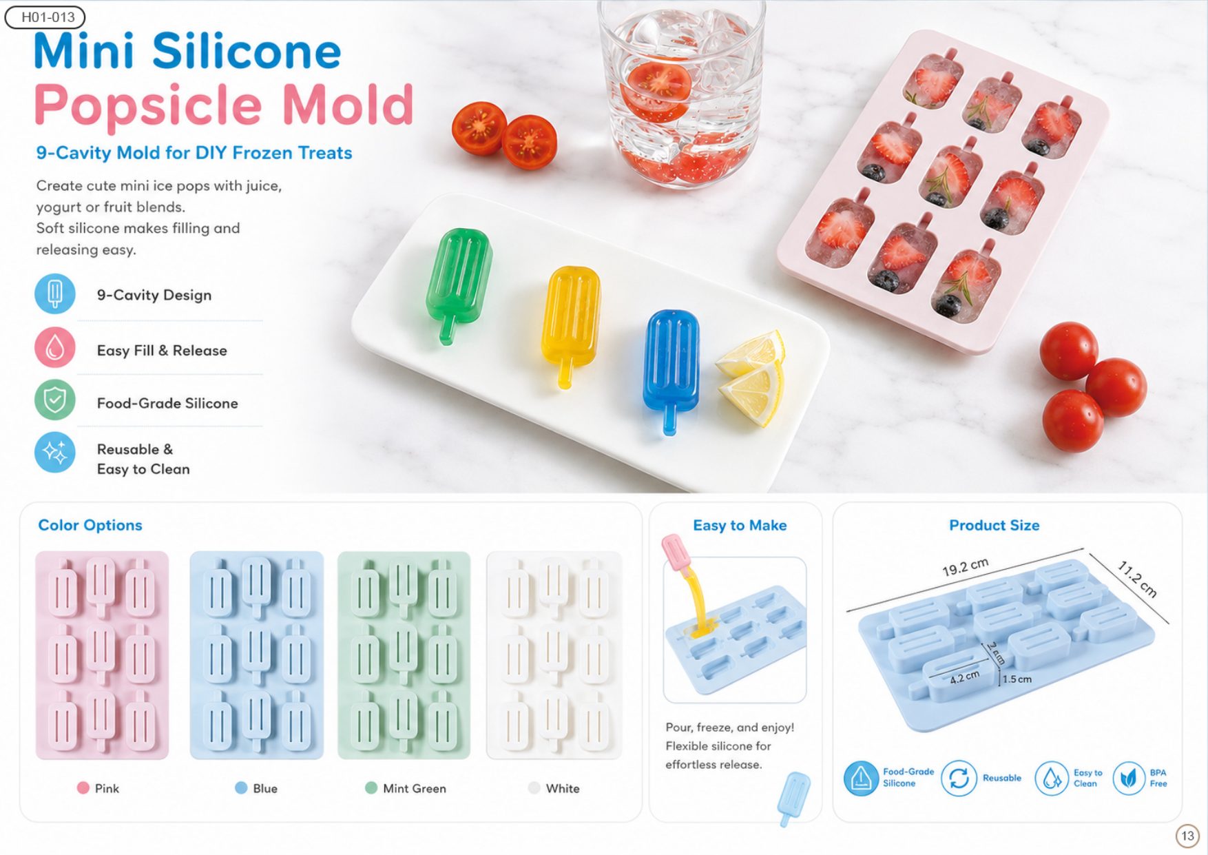 Mini Silicone Popsicle Mold (9-Cavity) — H01-013
